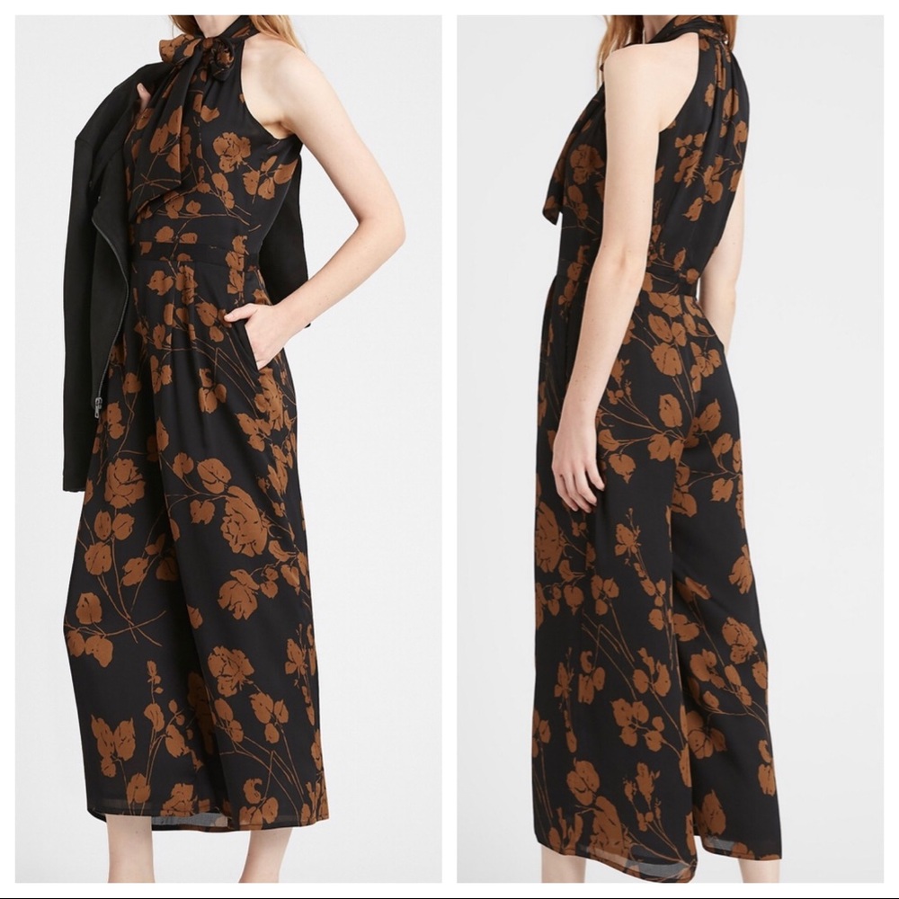BANANA REPUBLIC‎ Tie-Neck Cropped Jumpsuit - Picture 2 of 3